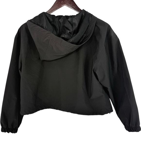 Old Navy Active Cropped Rain Jacket XS Black Hooded - Picture 2 of 5